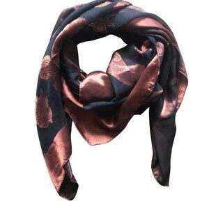 Silk Feel Black and Copper Paisley Sheer Scarf